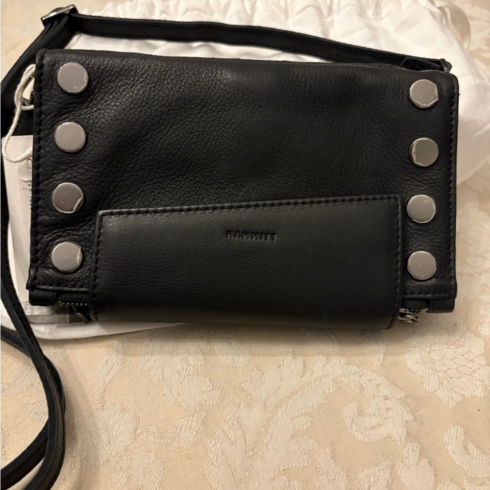 Hammitt Black Crossbody Bag with Silver Accents